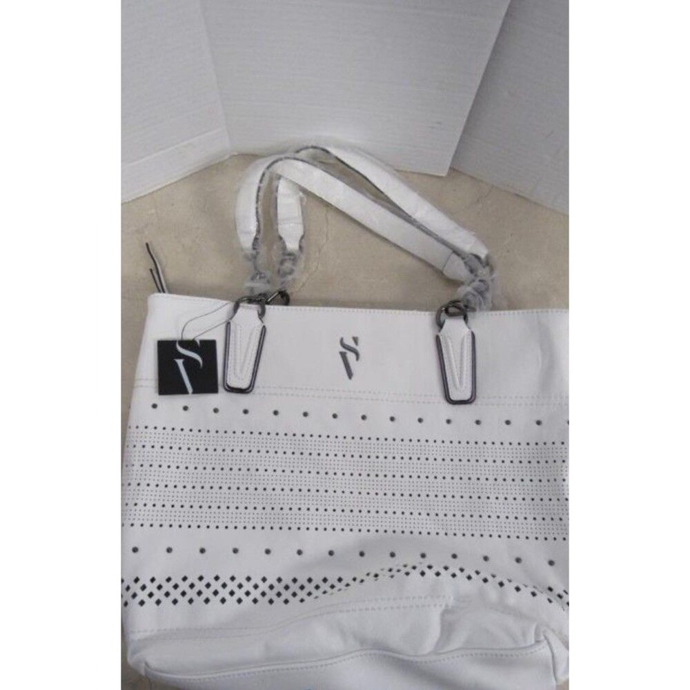 New Simply Vera Vera Wang Boswell White Basketweave Tote chiccore